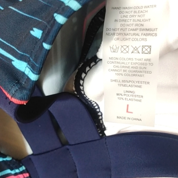 NAVY & PINK RACERBACK TANKINI SWIM TOP SIZE LARGE NWOT - Picture 7 of 8